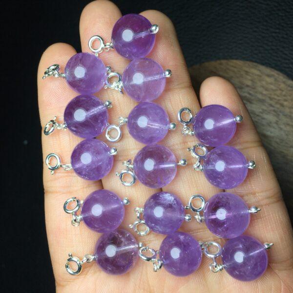 amethyst charm, ball charm, purple bead, sterling silver charm - Image 3