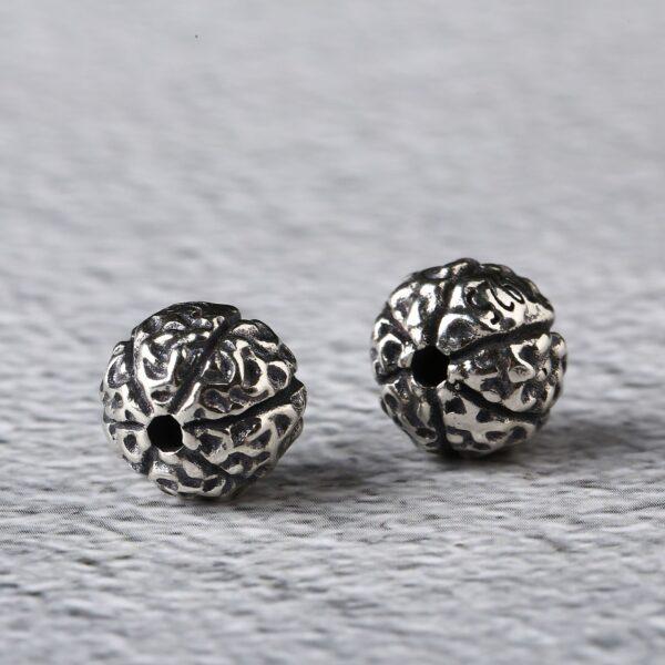 wrinkled skin bead, ball bead, spacer bead, s925 sterling silver, silver bead, oxidized silver bead - Image 3