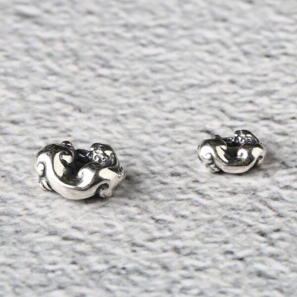 leopard charm, retro charm, s925 sterling silver, silver bead, silver charm, oxidized silver bead - Image 3