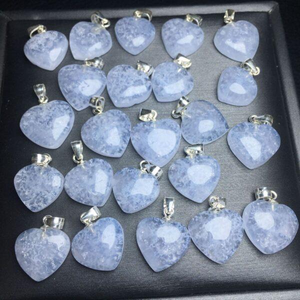 blue agate charm, heart charm, clear bead, sterling silver charm - Image 3