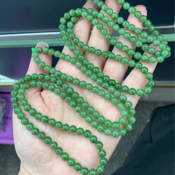 nephrite bead, round bead, whole strand bead, green bead, jade bead, high quality bead, genuine bead, natural bead - Image 3