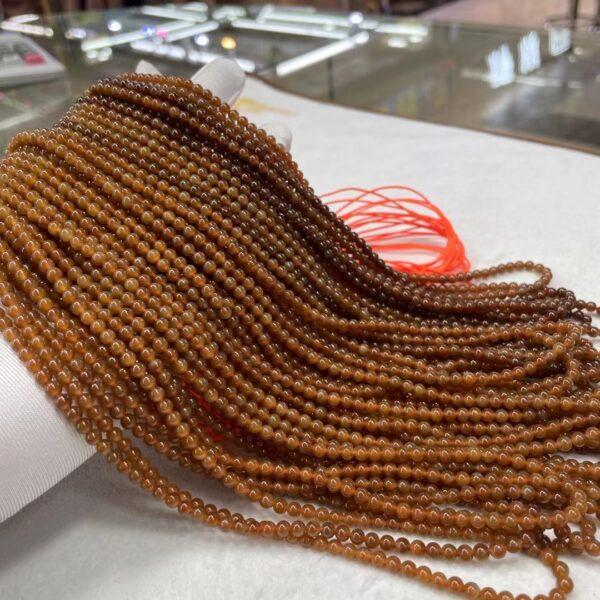 nephrite bead, round bead, whole strand bead, caramel color bead, jade bead, high quality bead, genuine bead, natural bead - Image 3