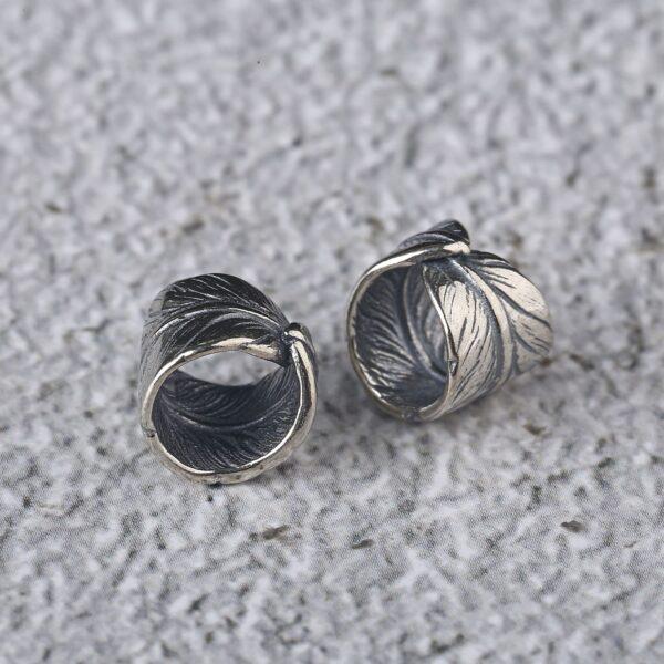 feather bead, ring bead, spacer bead, s925 sterling silver, silver bead, oxidized silver bead - Image 3