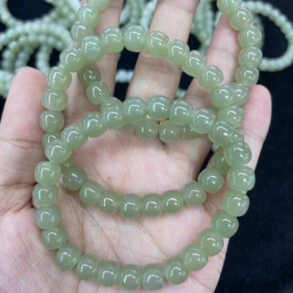 drum beaded bracelet, nephrite bracelet, jade bracelet, green bracelet, genuine natural bracelet - Image 3