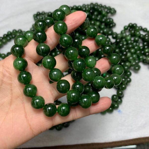 round beaded bracelet, nephrite bracelet, jade bracelet, green bracelet, genuine natural bracelet - Image 3