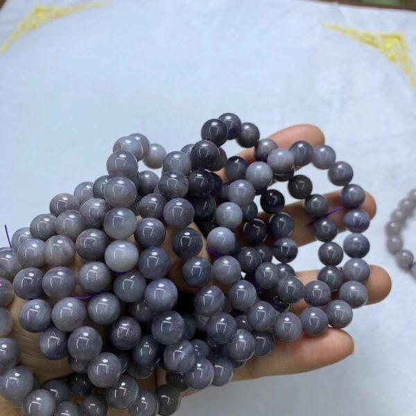 round beaded bracelet, nephrite bracelet, jade bracelet, gray purple bracelet, genuine natural bracelet - Image 3