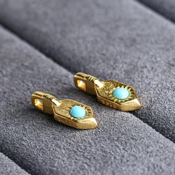 sun pattern charm, spacer bead, s925 sterling silver, silver bead, golden bead, gild bead - Image 3