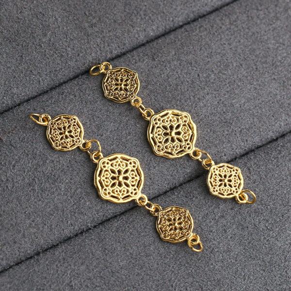 flower pattern chain, golden chain, s925 sterling silver, silver findings, golden bead, gild bead - Image 3