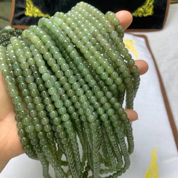 nephrite bead, drum bead, whole strand bead, green bead, jade bead, high quality bead, genuine bead, natural bead - Image 3