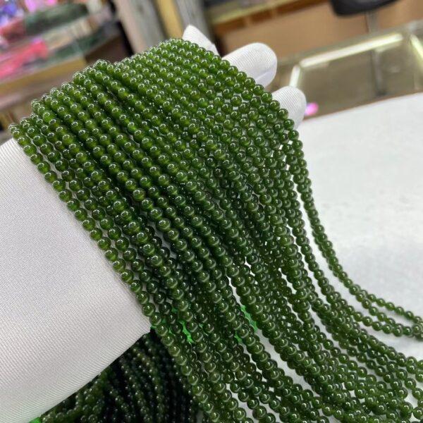 nephrite bead, round bead, whole strand bead, green bead, jade bead, high quality bead, genuine bead, natural bead - Image 3
