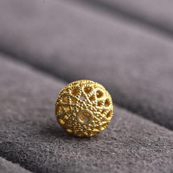 oval bead, hollow bead, flower bead, spacer bead, s925 sterling silver, silver bead, golden bead, gild bead - Image 3