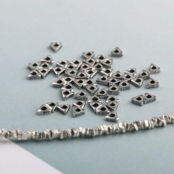 triangle bead, simple bead, spacer bead, s925 sterling silver, silver bead, oxidized silver bead - Image 3