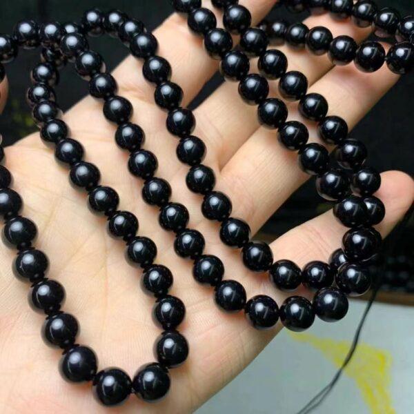 nephrite bead, round bead, whole strand bead, black bead, jade bead, high quality bead, genuine bead, natural bead - Image 3