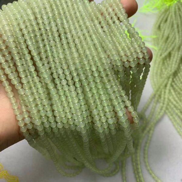 nephrite bead, round bead, whole strand bead, yellow green bead, jade bead, high quality bead, genuine bead, natural bead - Image 3