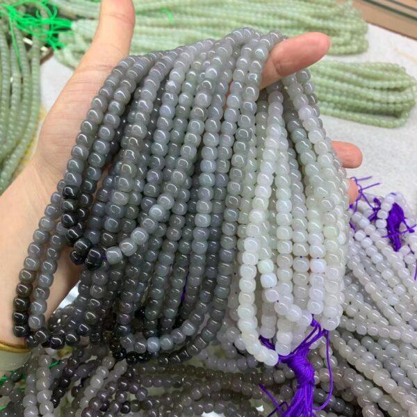 nephrite bead, drum bead, whole strand bead, gradient gray bead, jade bead, high quality bead, genuine bead, natural bead - Image 3