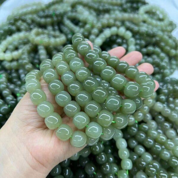 drum beaded bracelet, nephrite bracelet, jade bracelet, green bracelet, genuine natural bracelet - Image 3