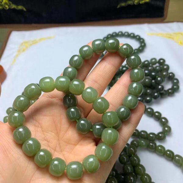 drum beaded bracelet, nephrite bracelet, jade bracelet, green bracelet, genuine natural bracelet - Image 3