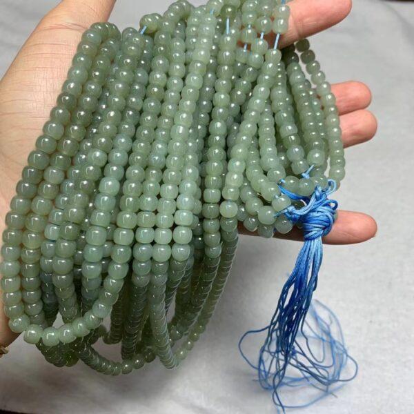 nephrite bead, drum bead, whole strand bead, green bead, jade bead, high quality bead, genuine bead, natural bead - Image 3
