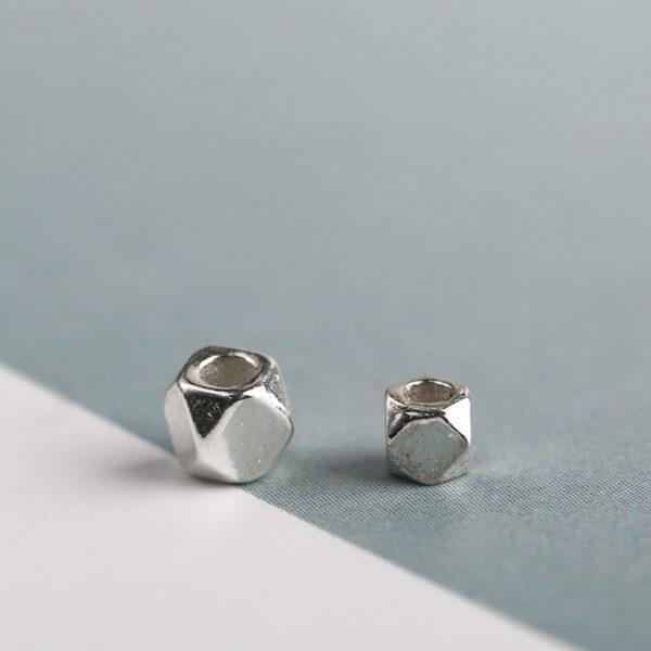 Octagonal bead, simple bead, spacer bead, s925 sterling silver, silver bead, bright silver bead - Image 4