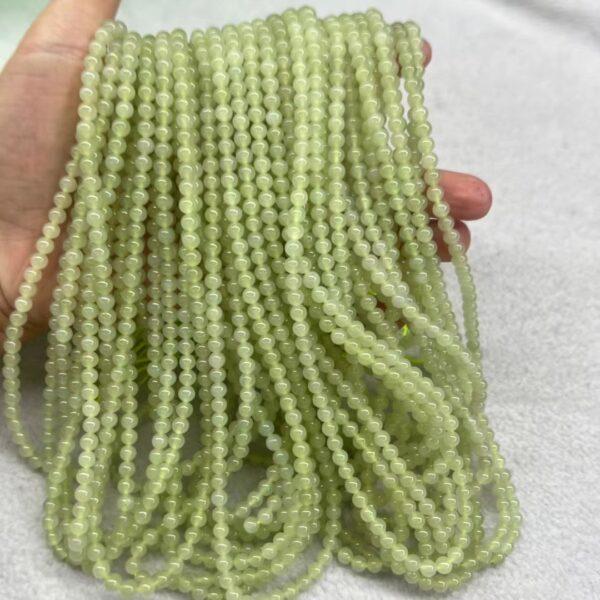 nephrite bead, round bead, whole strand bead, yellow green bead, jade bead, high quality bead, genuine bead, natural bead - Image 3