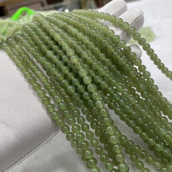 nephrite bead, round bead, whole strand bead, green bead, jade bead, high quality bead, genuine bead, natural bead - Image 3
