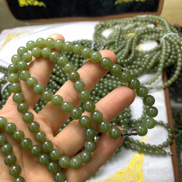 nephrite bead, round bead, whole strand bead, green bead, jade bead, high quality bead, genuine bead, natural bead - Image 3