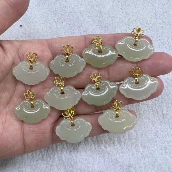 nephrite charm, cloud charm, ruyi charm, jade charm, green bead, high quality bead, genuine bead, natural bead - Image 3