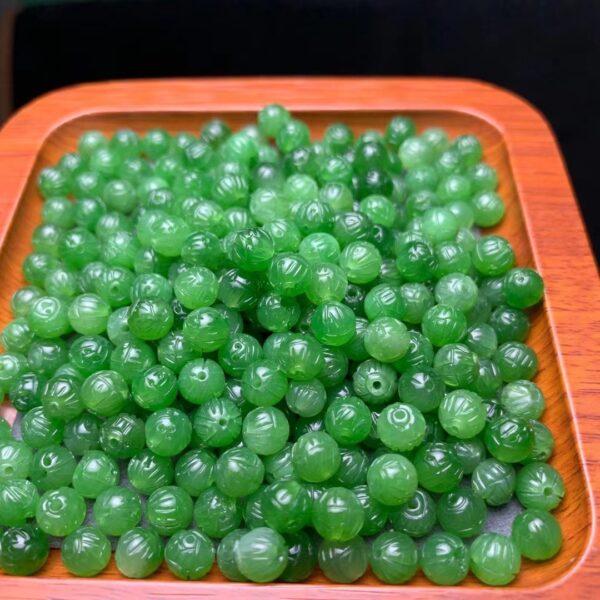 nephrite bead, lotus bead, flower bead, round bead, jade bead, green bead, high quality bead, genuine bead, natural bead - Image 3