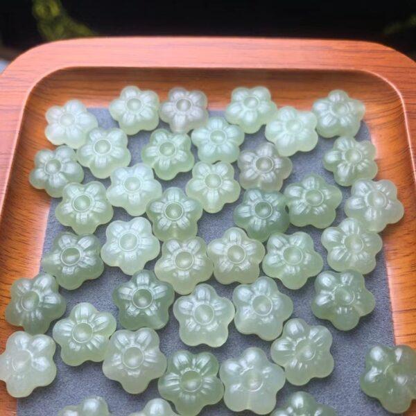 nephrite bead, plum flower bead, jade bead, green bead, high quality bead, genuine bead, natural bead - Image 3