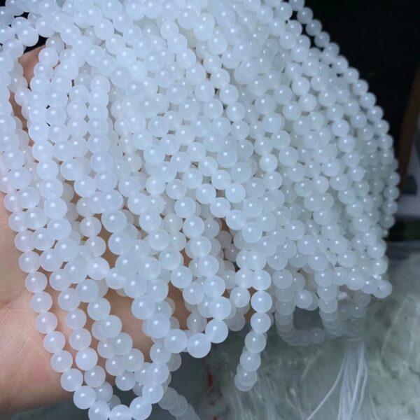 nephrite bead, round bead, whole strand bead, white bead, jade bead, high quality bead, genuine bead, natural bead - Image 3