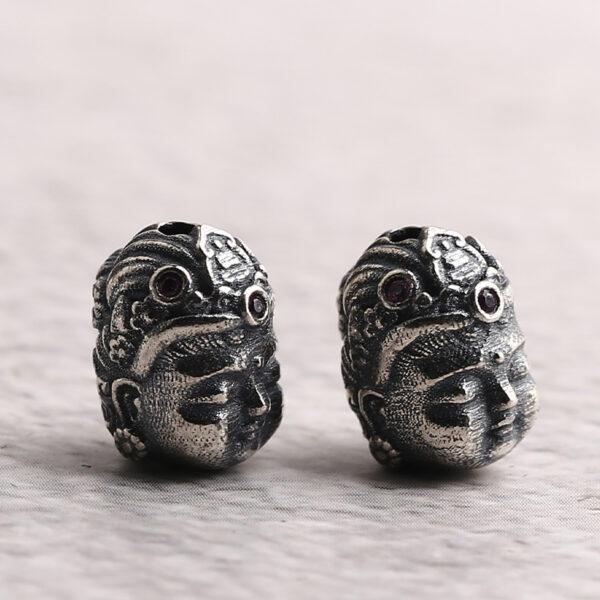Buddha head bead, spacer bead, s925 sterling silver, silver bead, oxidized silver bead - Image 3