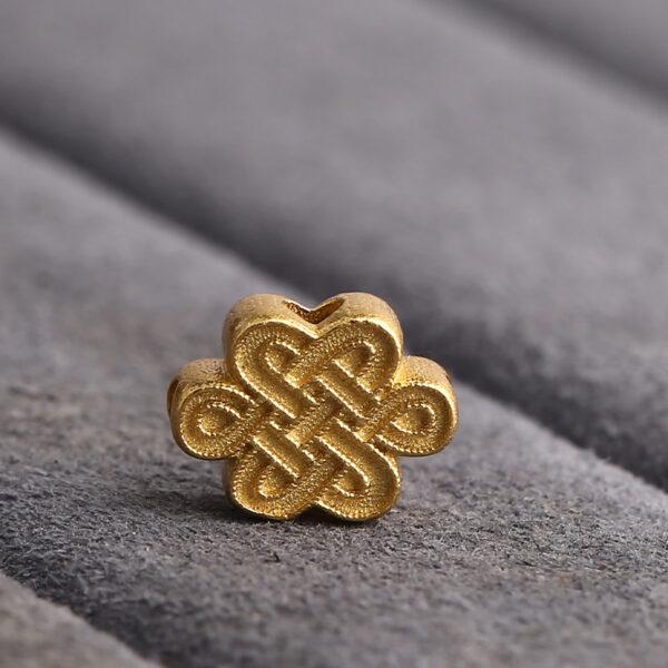 Chinese knot bead, spacer bead, s925 sterling silver, silver bead, golden bead, gild bead - Image 3