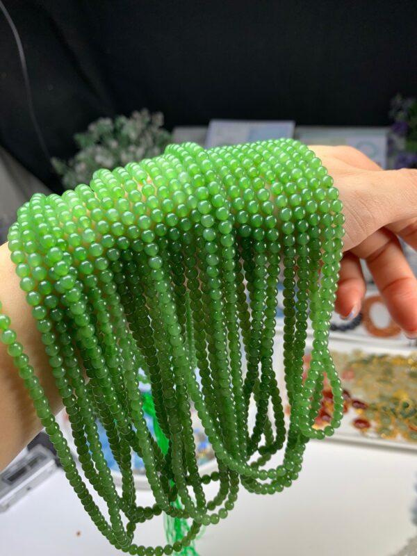 nephrite bead, round bead, whole strand bead, green bead, jade bead, high quality bead, genuine bead, natural bead - Image 3