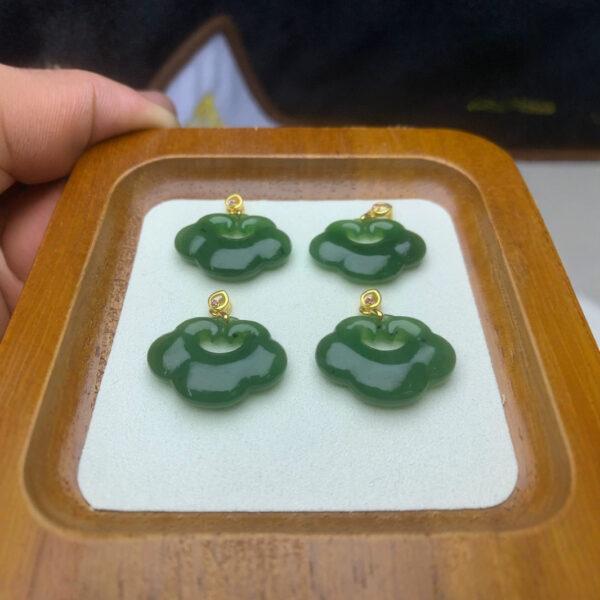 nephrite charm, cloud charm, ruyi charm, jade charm, green bead, high quality bead, genuine bead, natural bead - Image 3
