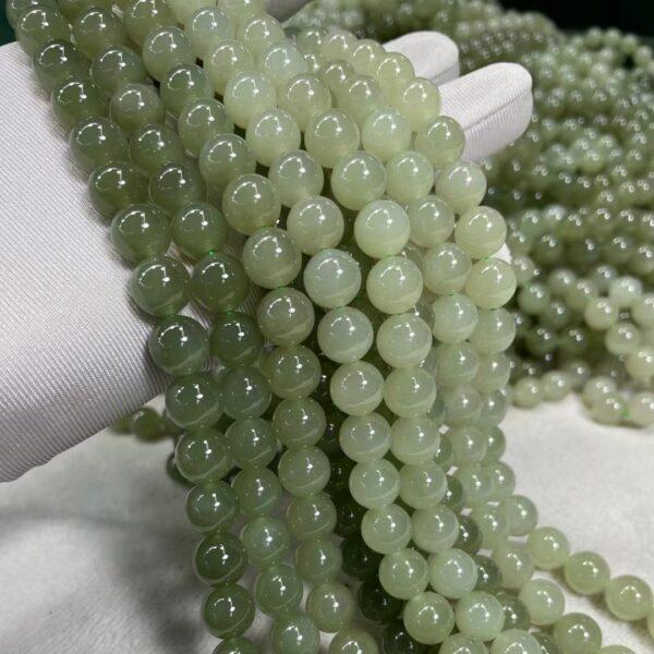 nephrite bead, round bead, whole strand bead, green bead, jade bead, high quality bead, genuine bead, natural bead - Image 3