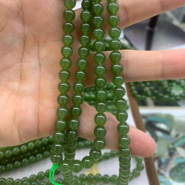 nephrite bead, round bead, whole strand bead, green bead, jade bead, high quality bead, genuine bead, natural bead - Image 3
