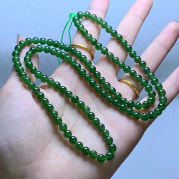 nephrite bead, round bead, whole strand bead, green bead, jade bead, high quality bead, genuine bead, natural bead - Image 3