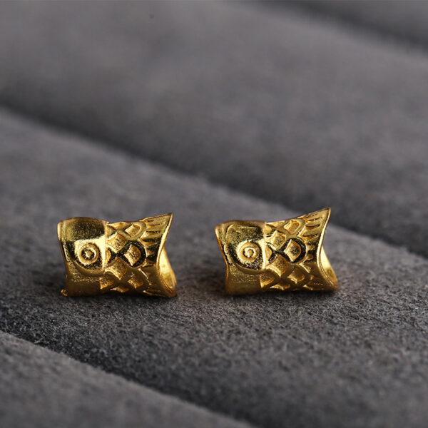 fish bead, spacer bead, s925 sterling silver, sterling silver bead, golden bead, gild bead - Image 4