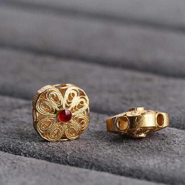 rectangle bead, hollow bead, flower pattern bead, s925 sterling silver, silver bead, golden bead, gild bead - Image 3