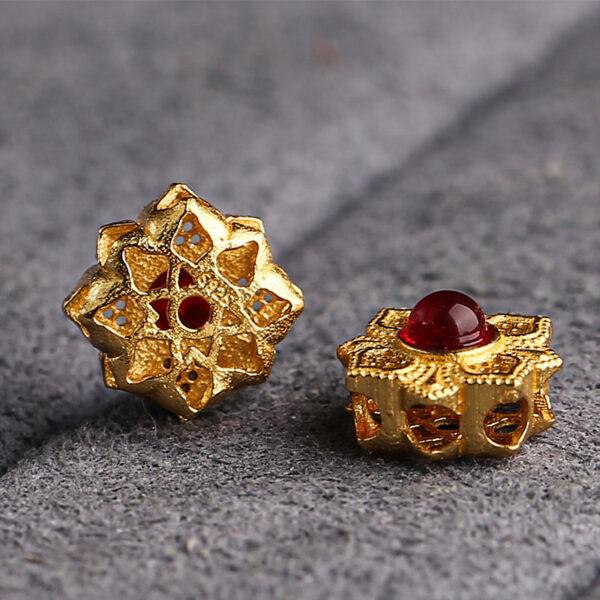 flower bead, lotus bead, hollow bead, spacer bead, s925 sterling silver, sterling silver bead, golden bead, gild bead - Image 4