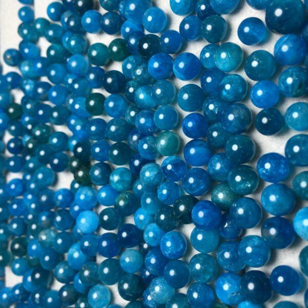 round bead, undrilled bead, blue apatite bead, blue bead - Image 3