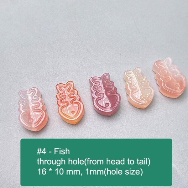 multi shapes bead, agate bead, agate charm, pink bead, orange bead, red bead - Image 5