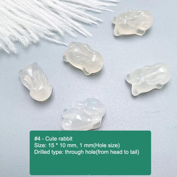 multi shapes bead, agate bead, agate charm, hazy white bead, hazy bead - Image 5