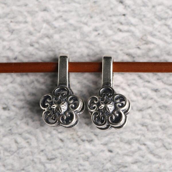 hollow flower clip, spacer bead, s925 sterling silver, silver bead, oxidized silver bead - Image 4