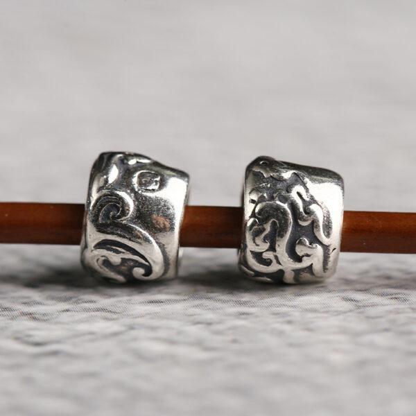 drum bead, flower bead, spacer bead, s925 sterling silver, silver bead, oxidized silver bead - Image 4