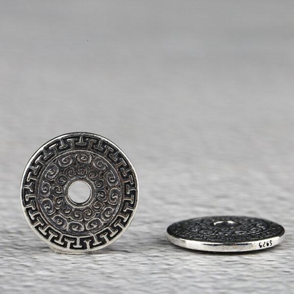 fret pattern bead, disc bead, disc charm, spacer bead, s925 sterling silver, silver bead, silver charm, oxidized silver bead - Image 4
