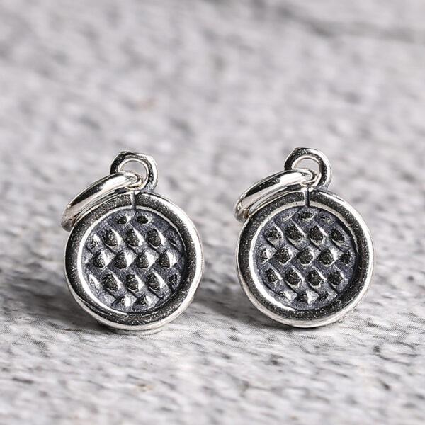 round charm, s925 sterling silver, silver charm, oxidized silver charm - Image 4