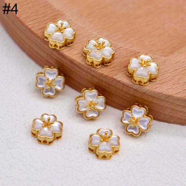 bezel bead, horse bead, flower bead, shell bead, white bead, sterling silver bead, gild bead, golden bead - Image 7