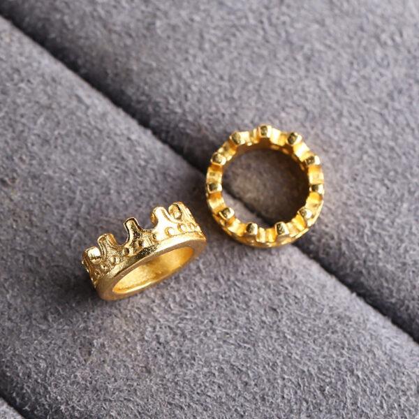 crown bead, bead holder, spacer bead, s925 sterling silver, silver bead, golden bead, gild bead - Image 4