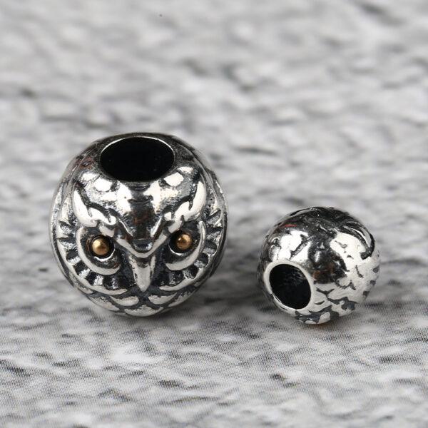 owl bead, bird bead, ball bead, spacer bead, s925 sterling silver, silver bead, oxidized silver bead - Image 4